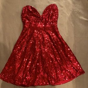 Red Sparkly Mini Dress